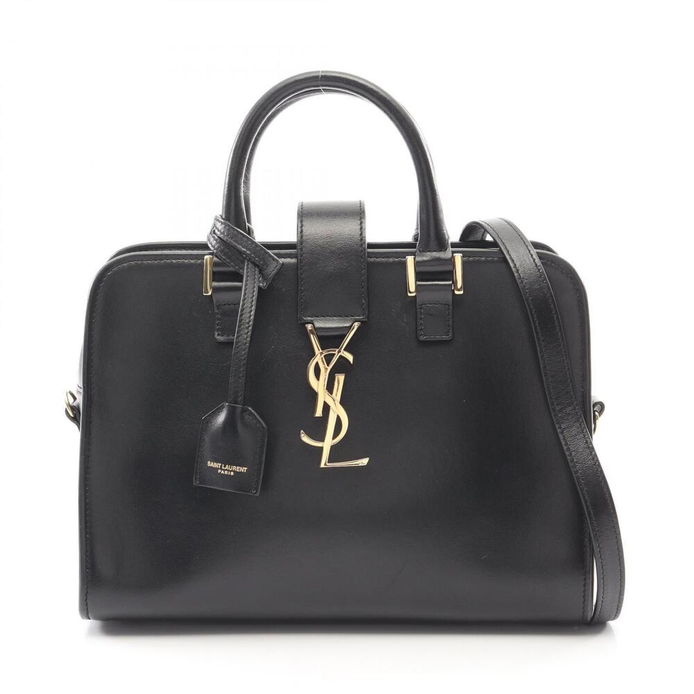 Saint Laurent Paris YSL Baby Monogram Cabas handbag leather black